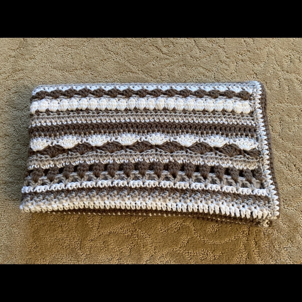 Lapghan / Baby blanket - Mocha, White, Gray - NEW